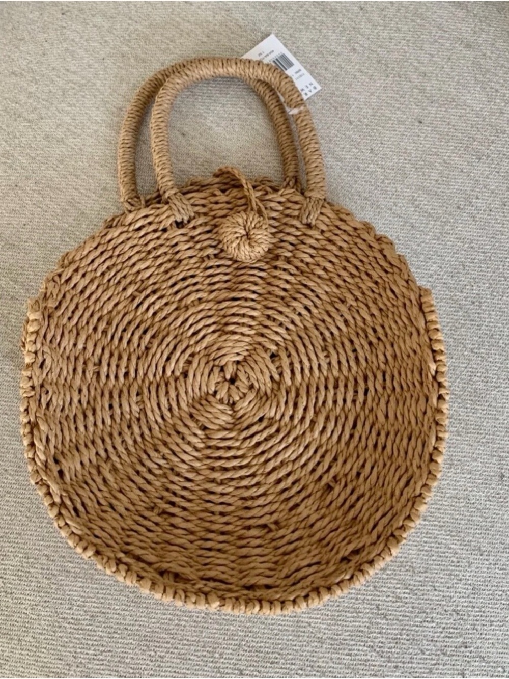 Barneys New York Round Woven Straw Shoulder Bag in Natural Tan - Picture 5 of 6